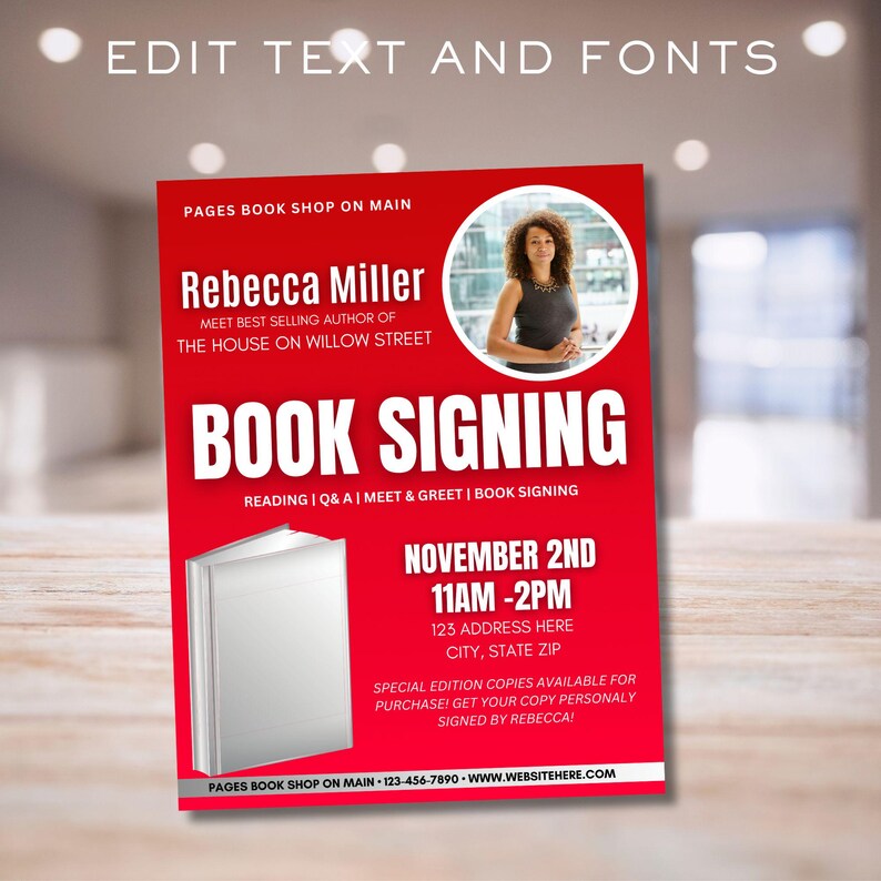 Book Signing Flyer, Bookstore Flyer, Author Meet and Greet Flyer ...