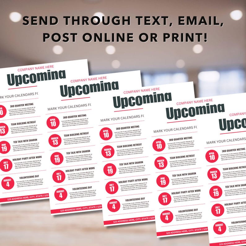 Upcomingevents Names Events Schedule, Upcoming Events Flyer, Company Events Flyer, Schedule ...