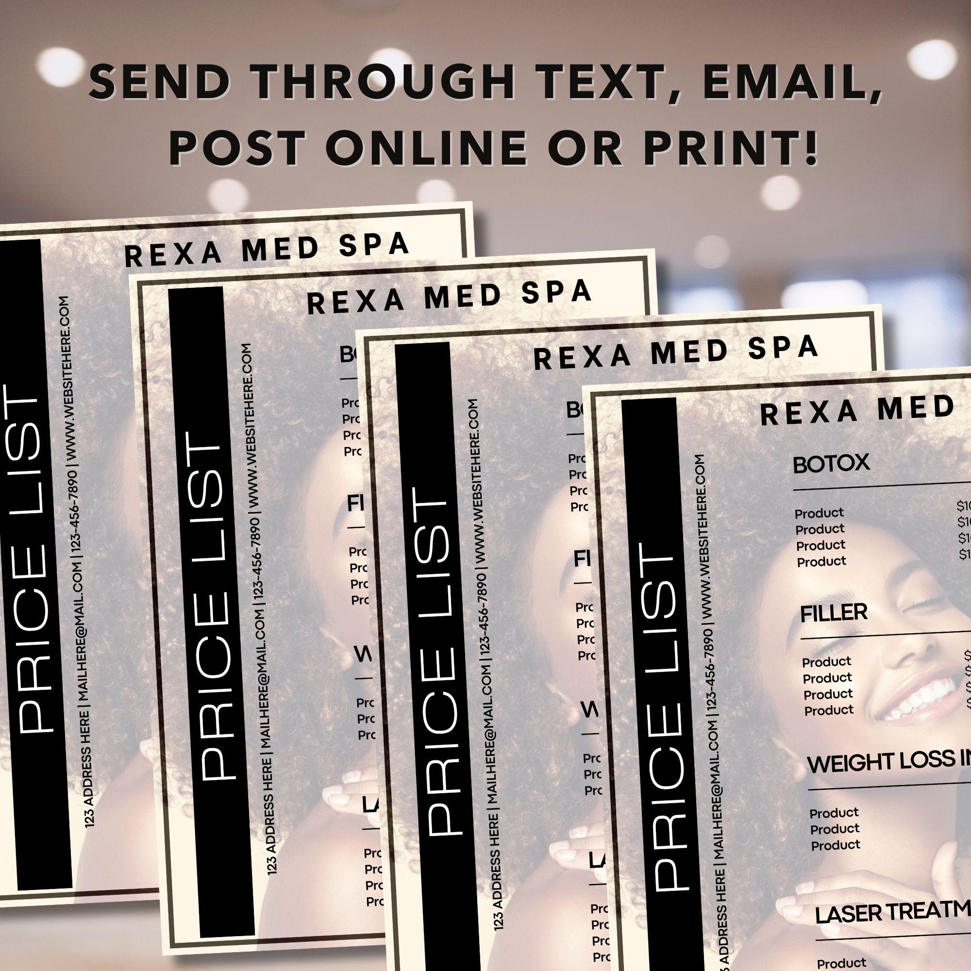 Med Spa Price List Flyer, Med Spa Flyer, Botox Flyer,