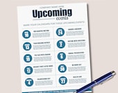 Events Schedule, Upcoming Events Flyer, Company Events Flyer, Schedule of Events Flyer, Editable Flyer
