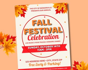 Herbst Festival Flyer, Herbst Fest Event, Herbst Flyer, Herbst Fest Flyer, Bearbeitbarer Flyer, Bearbeitbarer Flyer, Herbst Fest Ereignis