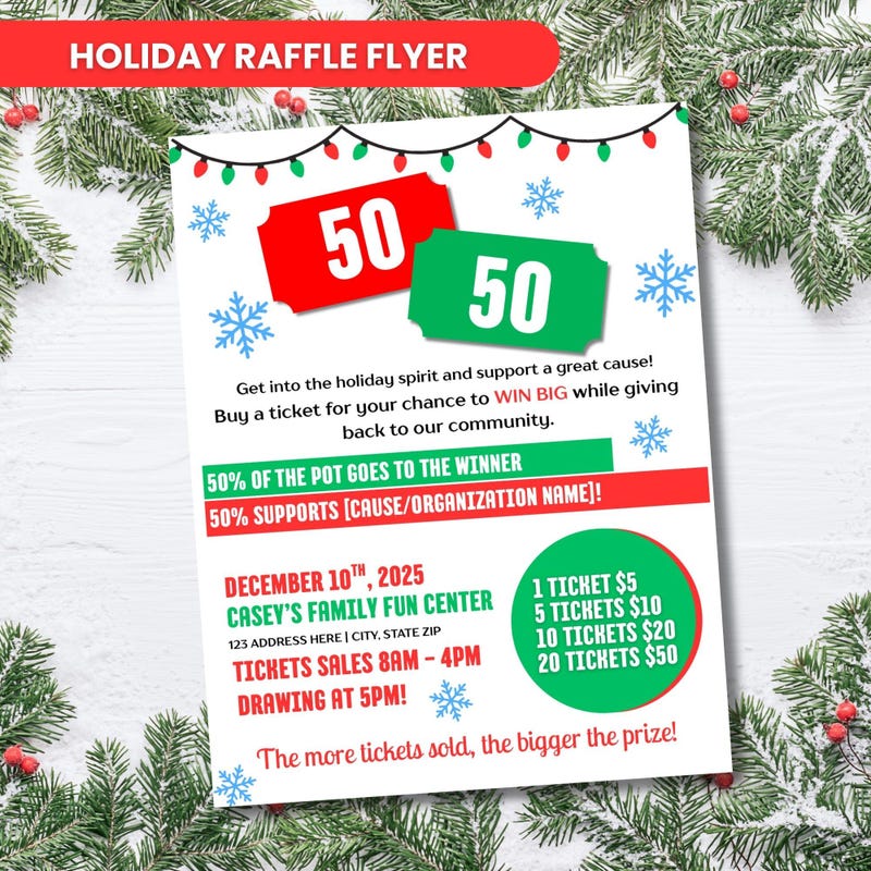 Is 50 Raffle 50/50 Raffle Template - Etsy