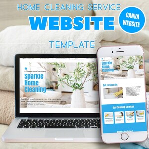 Reinigungsservice Website Template | Bearbeitbare Reinigung Business Website | Hausreinigung Geschäft | Canva Webseite
