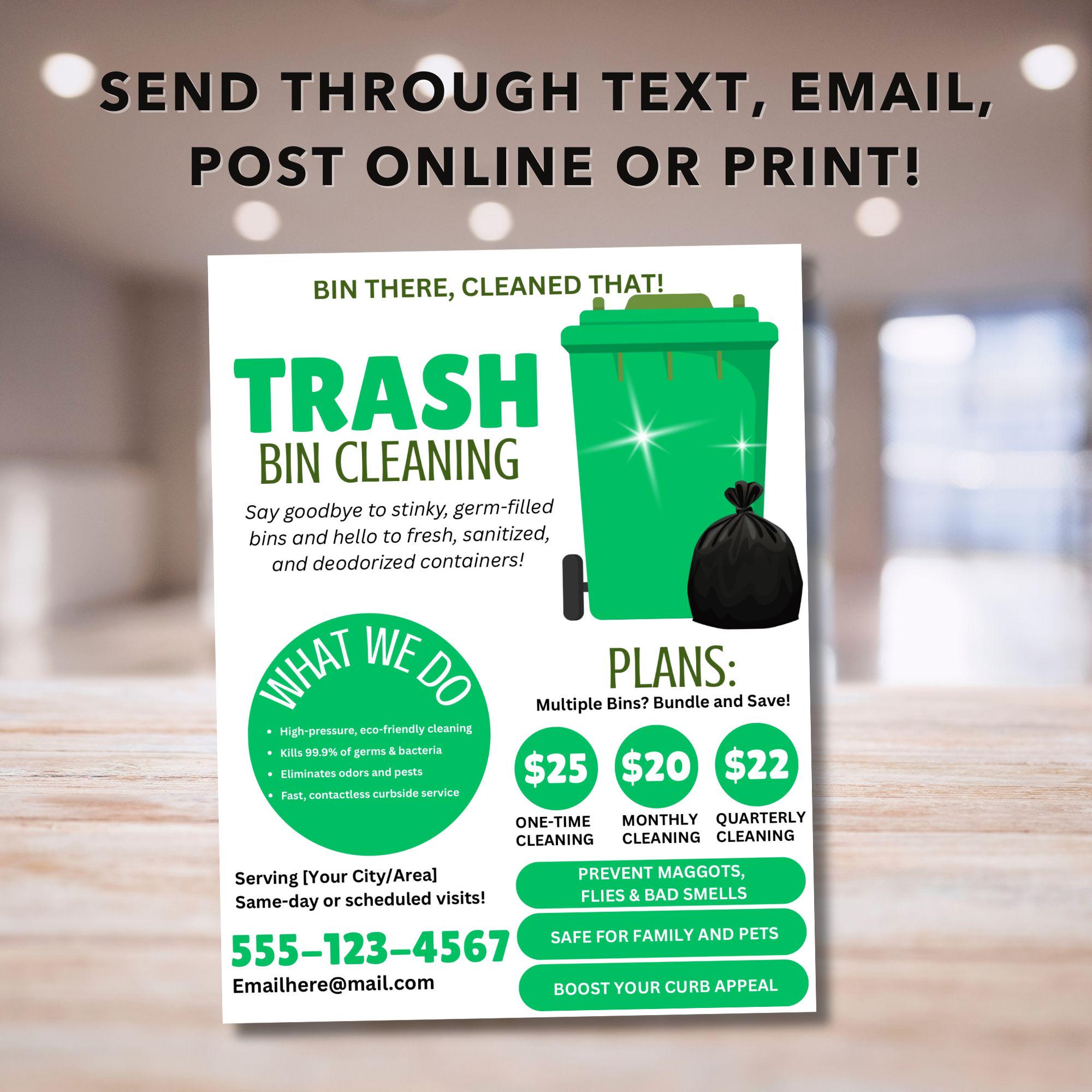 Trash Bin Cleaning Service, Dumpster Cleaning Flyer, Trash Bin Cleaning ...