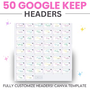 Google Keep Header-Vorlagen, Header-Vorlagen, Notizen-Header, Benutzerdefinierte Header, Canva-Vorlage, Google Keep-Header