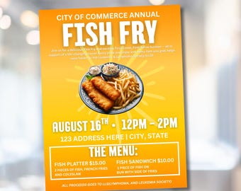 Fish Fry Fundraiser Flyer, Fish Fry Event, Fish Dinner Flyer, Fundraiser Flyer, Fundraiser, Canva Flyer Template