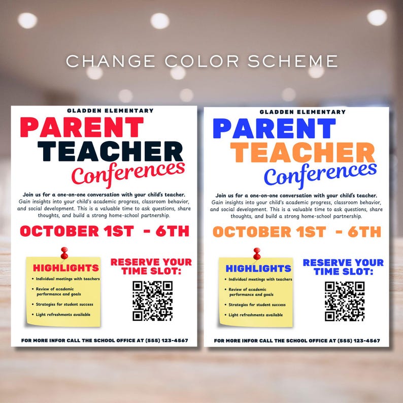 Editable Parent Teacher Conference Flyer Template | School Event ...