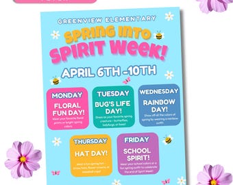 Summer Spirit Week Flyer: Printable School Activity Schedule (digital ...
