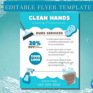 Bearbeitbarer Reinigungsservice-Flyer, Reinigungsservice-Flyer, Maid-Service-Flyer, Canva-Flyervorlage, Marketing-Flyer, Geschäftsflyer