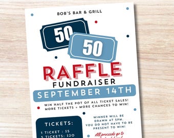 50 50 raffle Fundraiser Flyer, Raffle Event, Raffle Flyer, Fundraiser Flyer, School Fundraiser, Canva Flyer Template