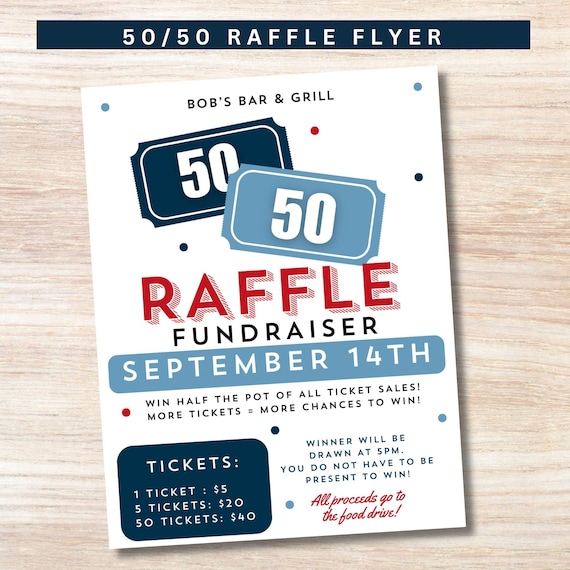 50 50 Raffle Fundraiser Flyer, Raffle Event, Raffle Flyer  display picture 1