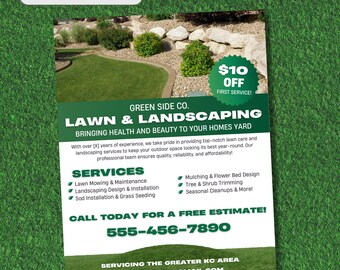 Landscaping Flyer, Lawn Care flyer, Lawn Flyer Template, Landscaping Business  Flyer, Canva Template