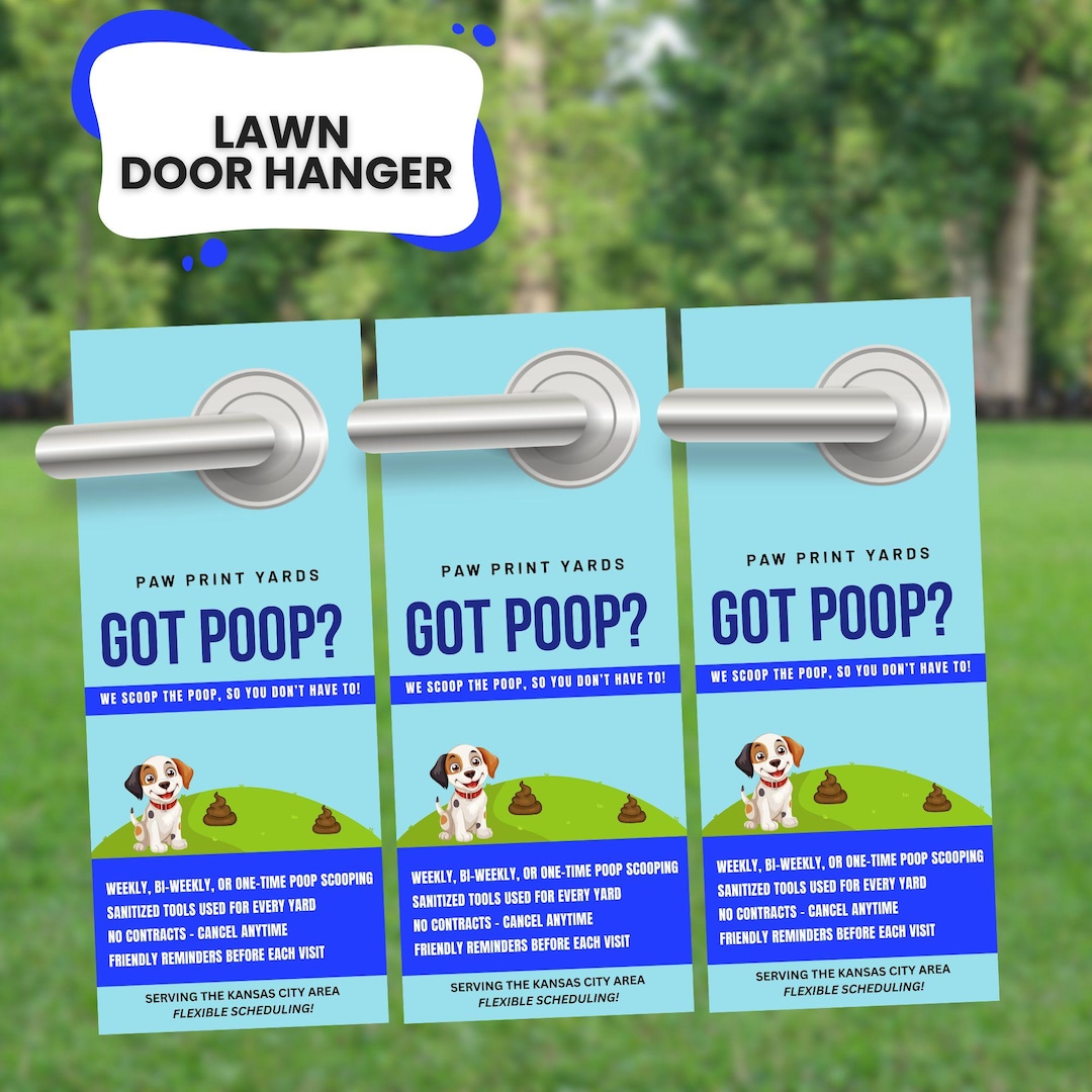 Editable Poop Scoop Service Door Hanger Template, Door Hanger, Poop ...