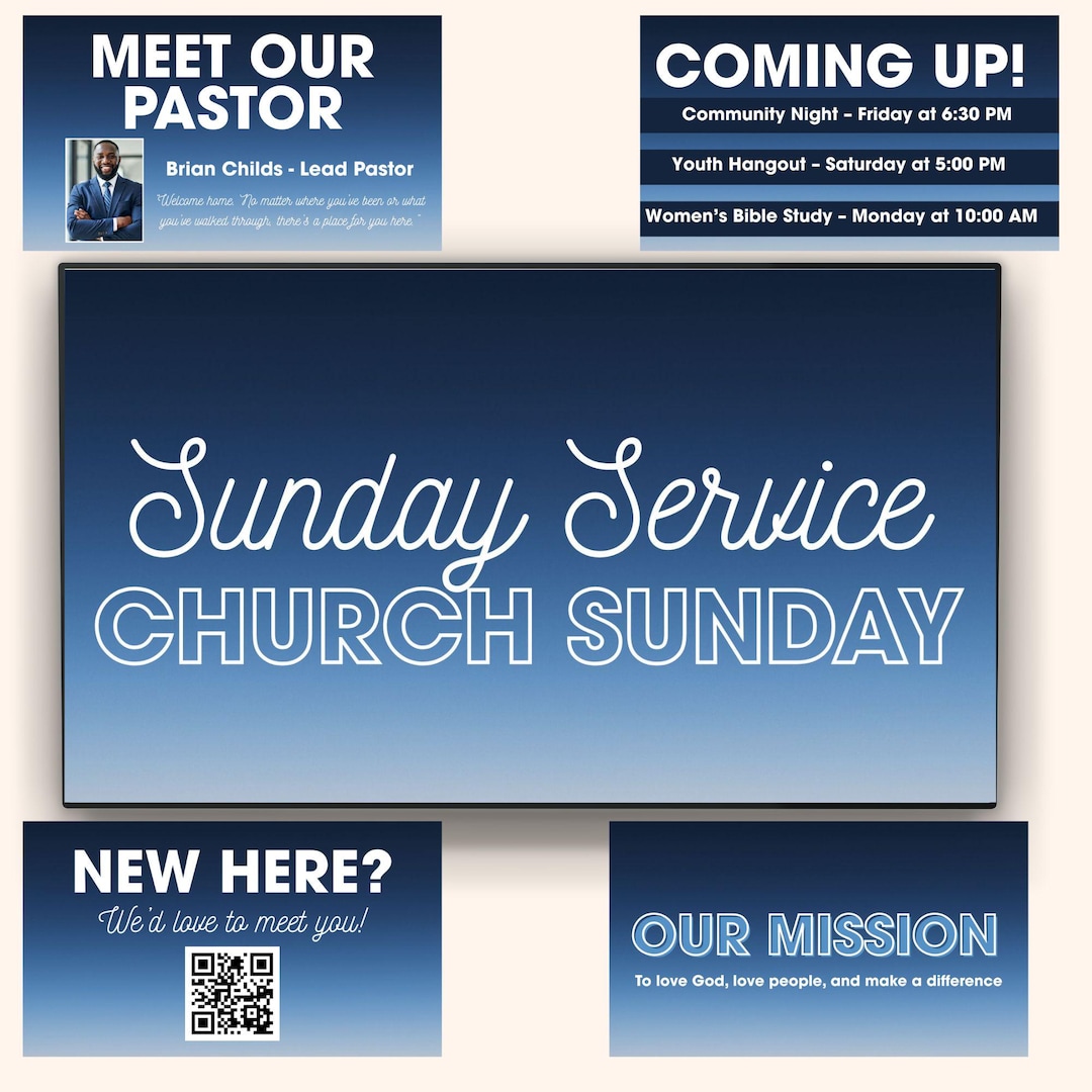 Church Announcement Slides Template Canva | Editable Church Service ...