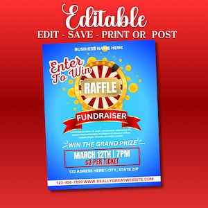 Raffle Flyer, 50 50 raffle flyer, Flyer Template, Drawing Contest Flyer, Canva Template