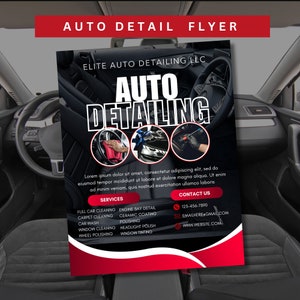 Folheto de detalhamento automotivo, detalhes automotivos, folheto de detalhamento de carro, folheto de lavagem de dinheiro, folheto editável, folheto de carro, serviço de detalhamento de carro