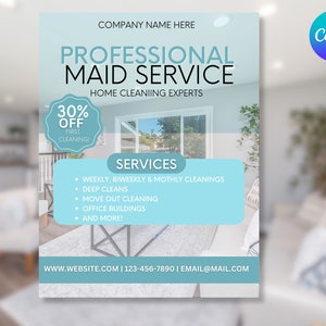 Bearbeitbarer Reinigungsservice-Flyer, Reinigungsservice-Flyer, Maid-Service-Flyer, Canva-Flyervorlage, Marketing-Flyer, Geschäftsflyer