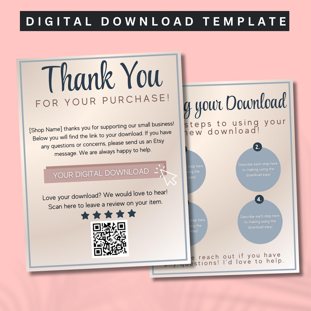 Digital Download Template, Digital Download Instruction for Digital ...