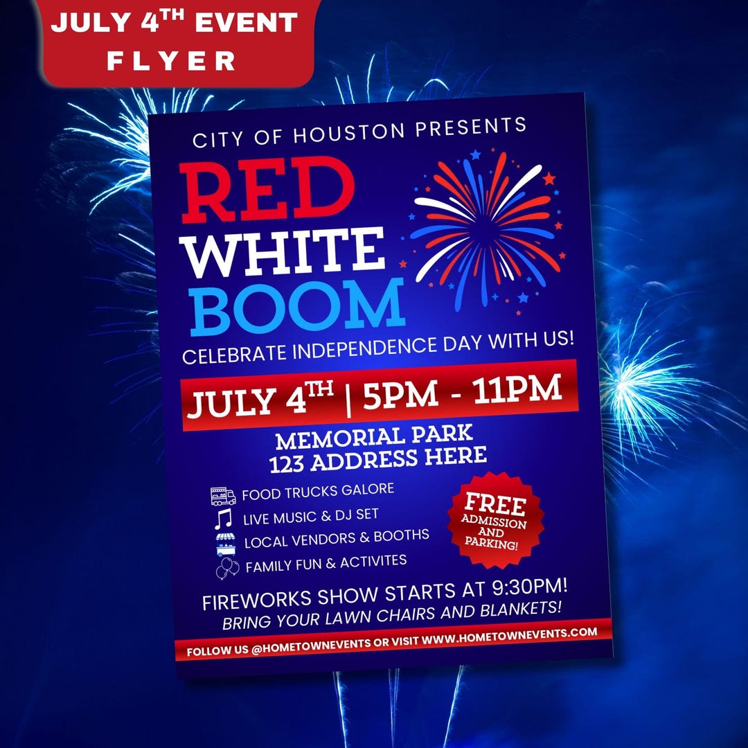 4th of July Event Flyer Template – Fireworks, Food Trucks, Vendors ...