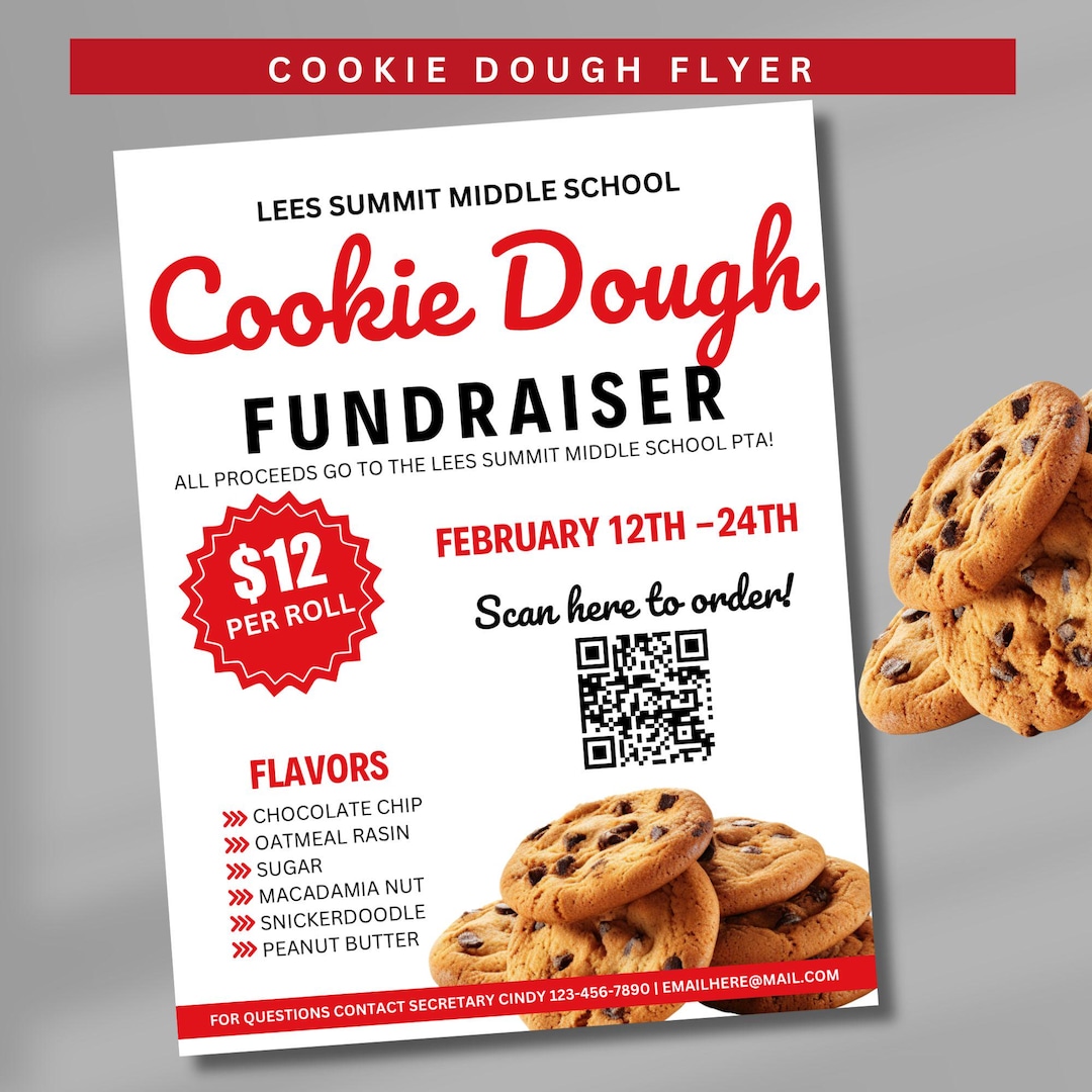 Cookie Dough Fundraiser Flyer, Cookie Sale, Cookie Dough Flyer