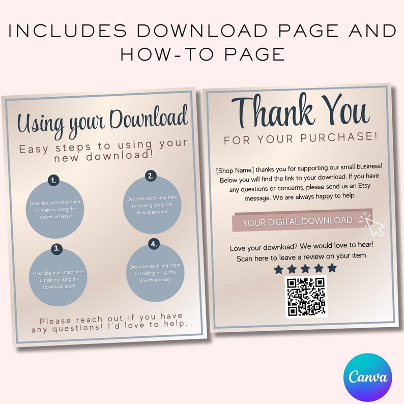 Digital Download Template, Digital Download Instruction for Digital ...