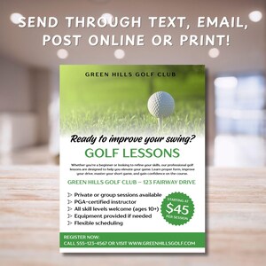 Editable Golf Lessons Flyer, Golf Flyer, Golf Lessons Flyer, Golf ...