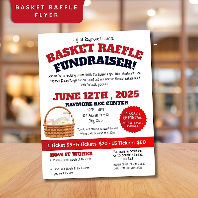 Basket Raffle Fundraiser Flyer, Raffle Event, Raffle Flyer, Fundraiser ...