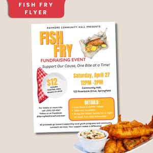 Fish Fry Fundraiser Flyer, Fish Fry Event, Fish Dinner Flyer, Fundraiser Flyer, Fundraiser, Canva Flyer Template