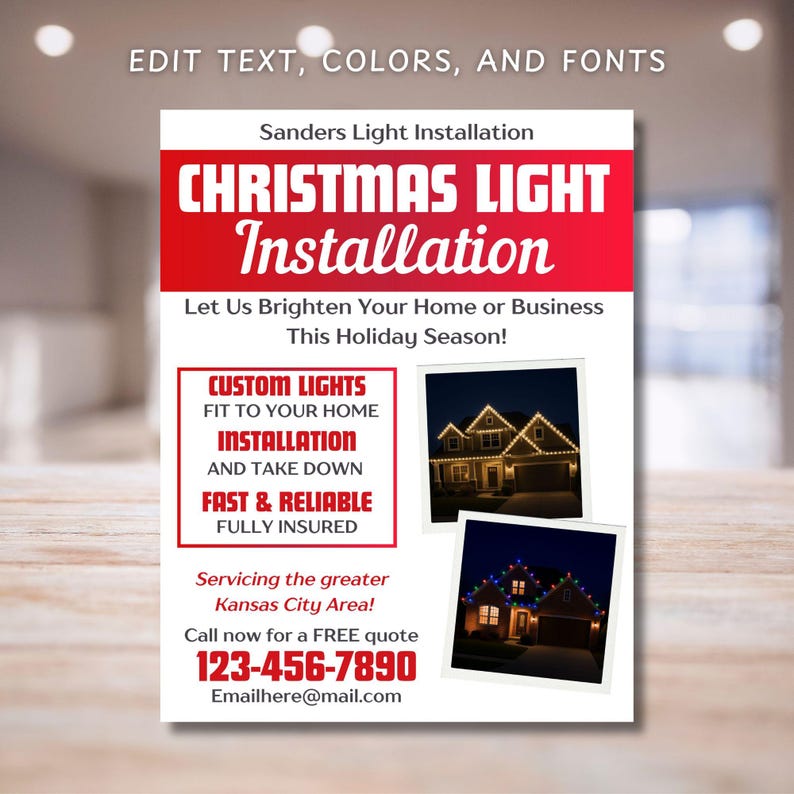 Christmas Light Installation Flyer, Holiday Light Installation, Home