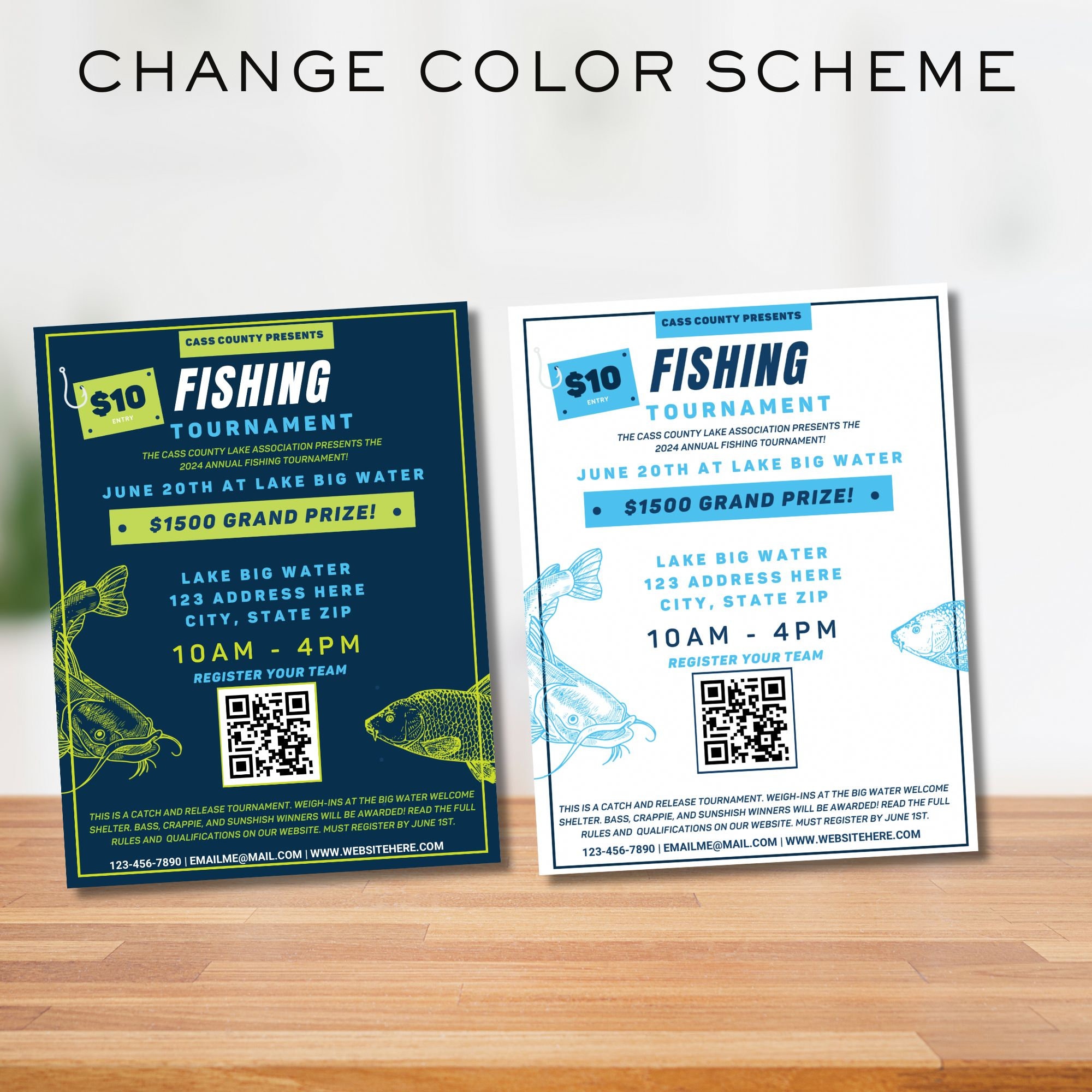 Fishing Tournament Flyer Template, Fishing Flyer, Fishing Event Flyer