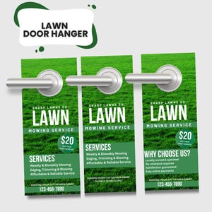 Lawn Mowing Service Door Hanger, Lawn Care Door Hanger, Lawn Flyer Template, Landscaping Business  Flyer, Canva Template