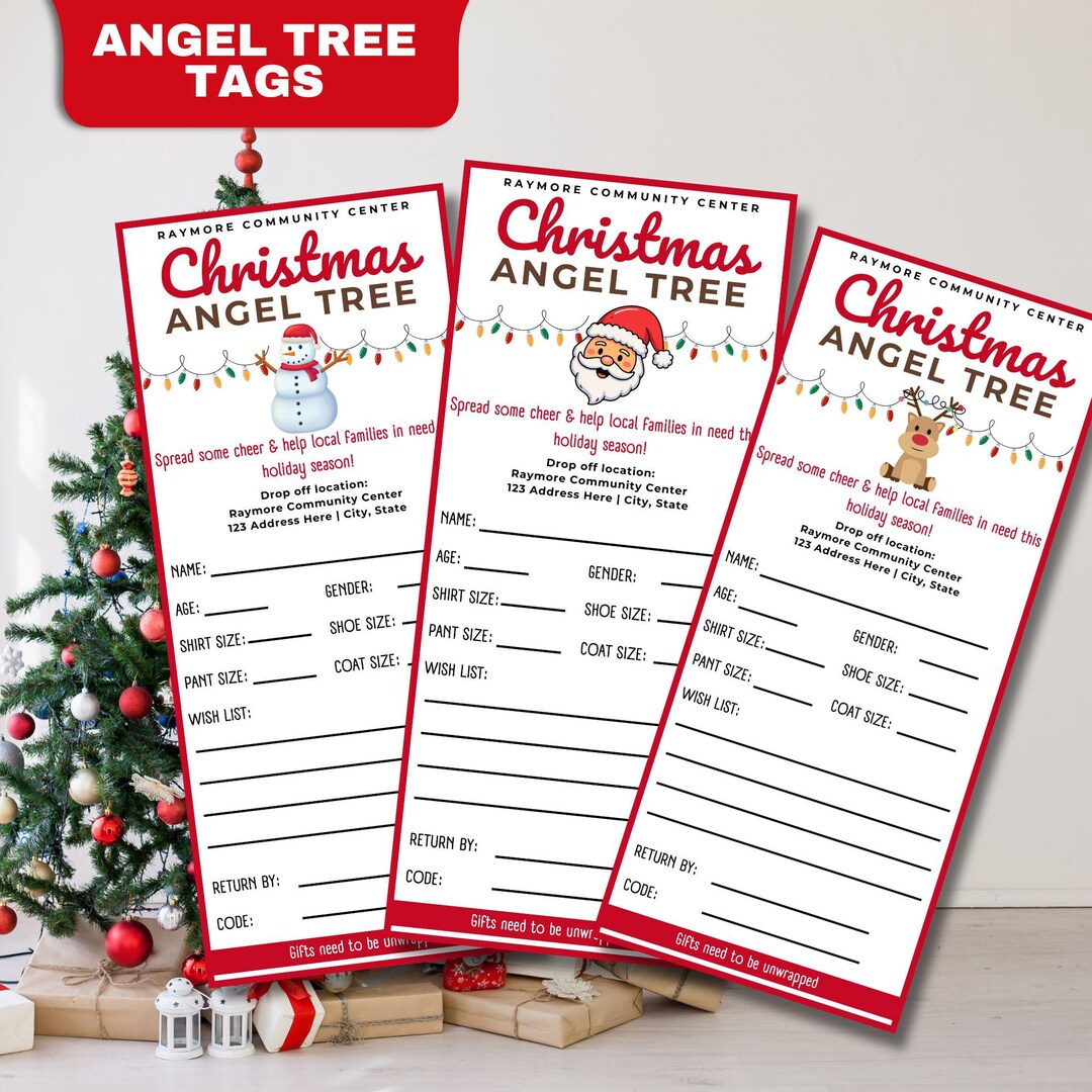 Christmas Angel Tree Tag Template, Giving Tree Tags, Christmas Tag ...