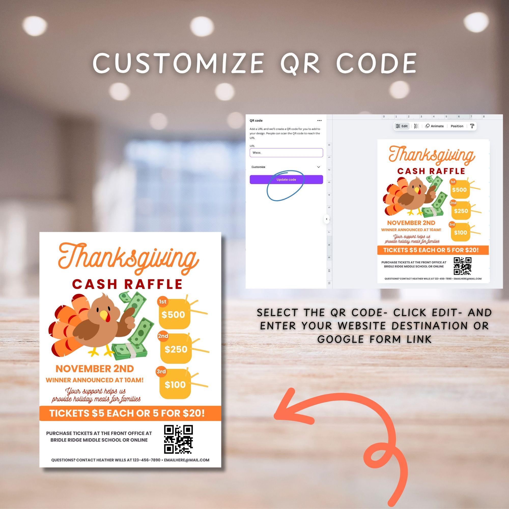 Thanksgiving Cash Raffle Fundraiser Flyer, Raffle Event, Raffle Flyer ...