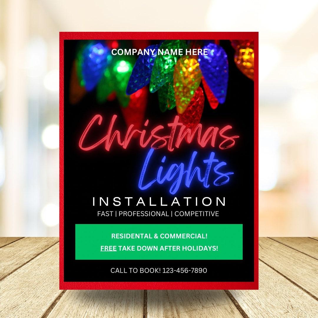 Editable Christmas Light Installation Flyer, Editable Flyer, Business Editable Christmas Light Installation Flyer, Editable Flyer, Business