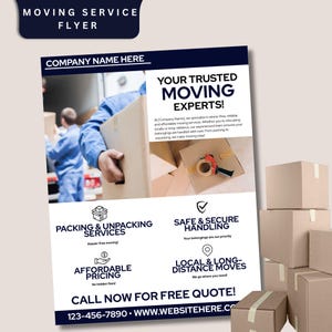 Moving Service Flyer, House Movers Flyer, Packing Service Flyer, Moving Business Flyer, Canva Template
