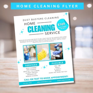 Reinigungsservice-Flyer, Maid-Service-Flyer, Reinigung-Business-Flyer, bearbeitbare Flyer, Hausreinigungs-Flyer