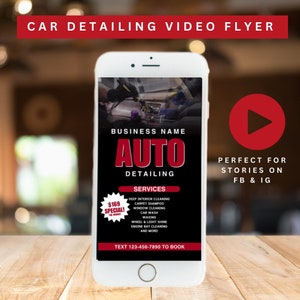 VIDEO-advertentie voor sociale media, autodetailflyer, autodetailadvertentie, autodetailflyer, carwash-flyersjabloon