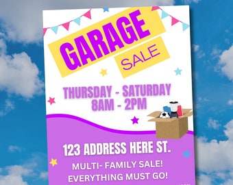 Garage Sale  Flyer, Flyer Template, Yard Sale Flyer, Garage Sale Sign, Editable Sign