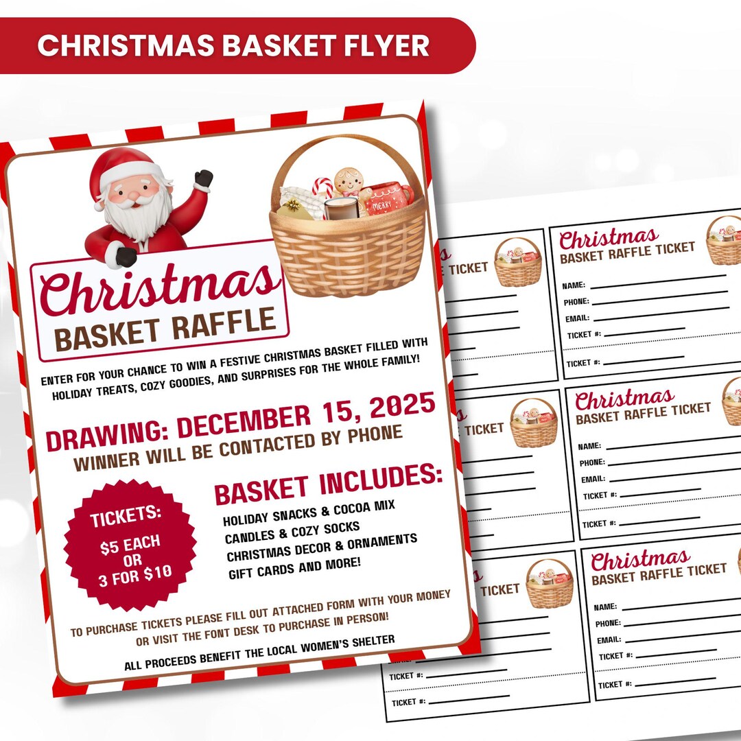 Holiday Basket Raffle Fundraiser Flyer, Brr Basket Raffle Event ...