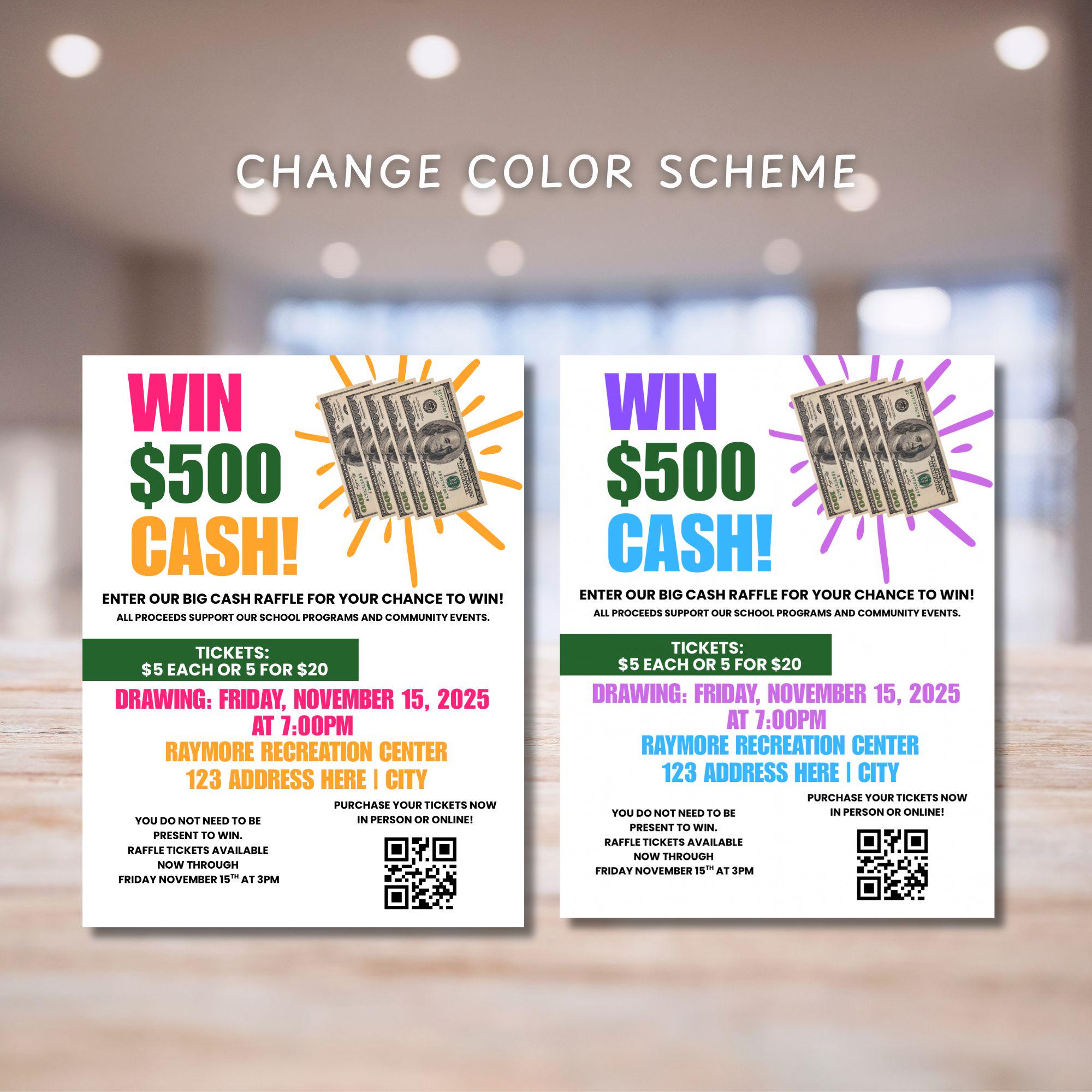 Cash Raffle Flyer Cash Raffle Fundraiser Flyer, Raffle Event, Raffle Flyer, Fundraiser ...
