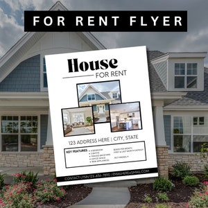 House for Rent Flyer, For Rent Flyer, House for rent Advertisement, Canva Flyer, Editable Flyer, Real Estate Flyer