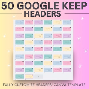 Google Keep Header Templates, Header Templates, Notes Headers, Custom Headers, Canva Template, Google Keep Headers
