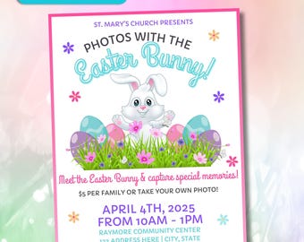 Easter Bunny Photos Flyer, Easter Flyer, Easter Event Flyer, Easter Theme Flyer, Easter Holiday Flyer