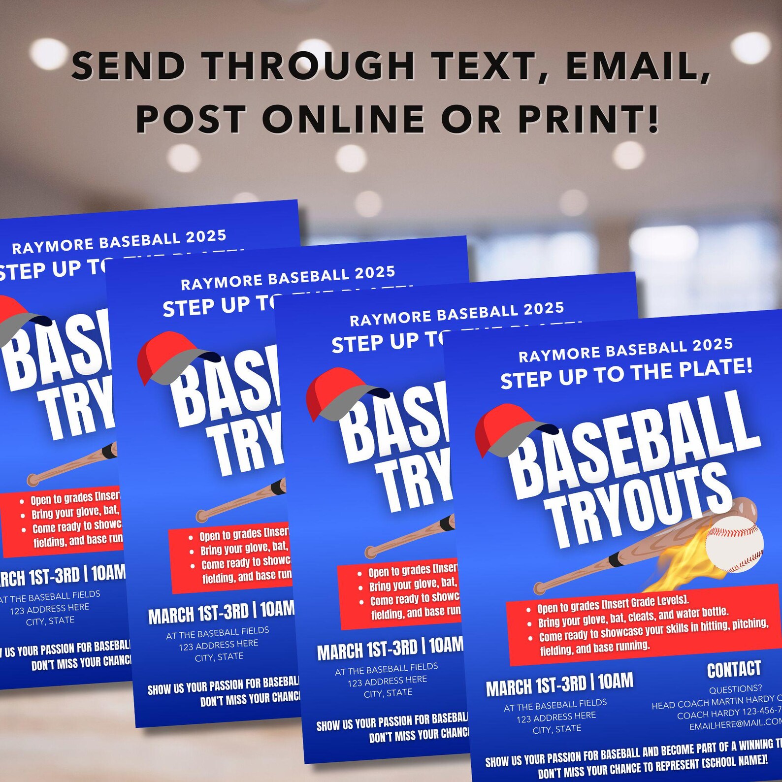 Editable Flyer, Baseball Try Outs Flyer, Baseball Sign up Flyer, Canva ...