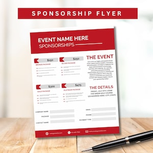 Editable Sponsorship Sign Up Sheet, Sponsorship Flyer, Flyer Template, Golf Sponsoship, Sports Sponsorship, Fundraising