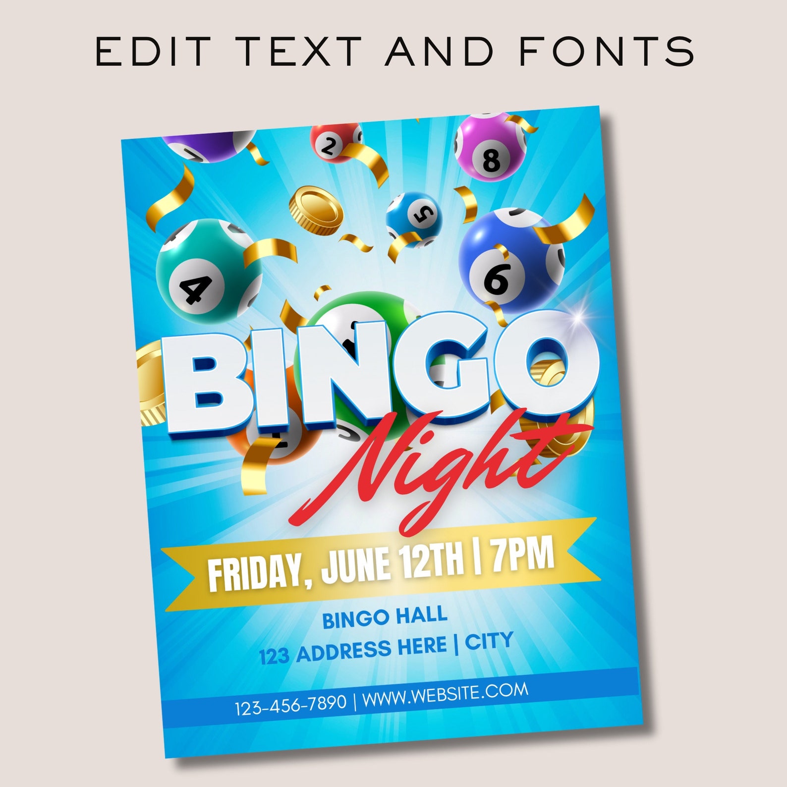 BINGO Flyer Editable Flyer Template Bingo Night Bingo Theme Party
