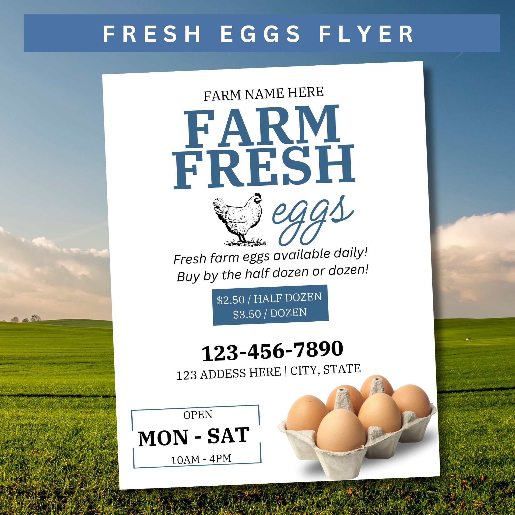 Fresh Eggs for Sale Flyer, Eggs for Sale Sign, Eggs Flyer, Farm Flyer, Farm Eggs For Sale