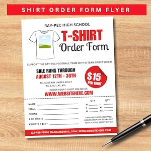 T-Shirt Bestellschein Flyer, T-Shirt Fundraiser Flyer, Bestellschein Flyer, Spirit Bestellschein, Bestellschein T-Shirt