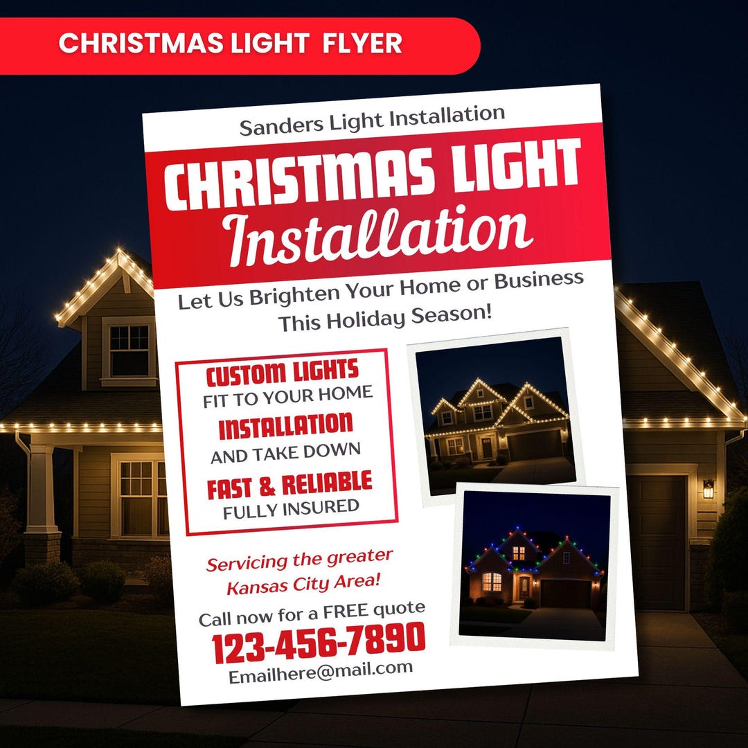 Christmas Light Installation Flyer, Holiday Light Installation, Home