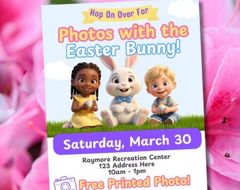 Easter Bunny Photos Flyer, Easter Flyer, Easter Event Flyer, Easter Theme Flyer, Easter Holiday Flyer